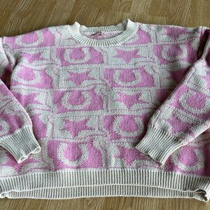 Chic Pink and Cream Women's Sweater